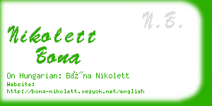 nikolett bona business card